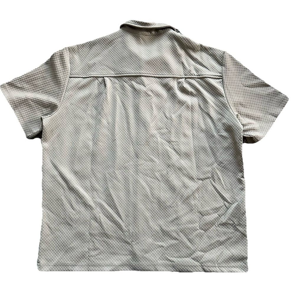 Fleece Factory XL Short Sleeve Button Up Shirt Taupe Brown Stretch NWT - Picture 2 of 8